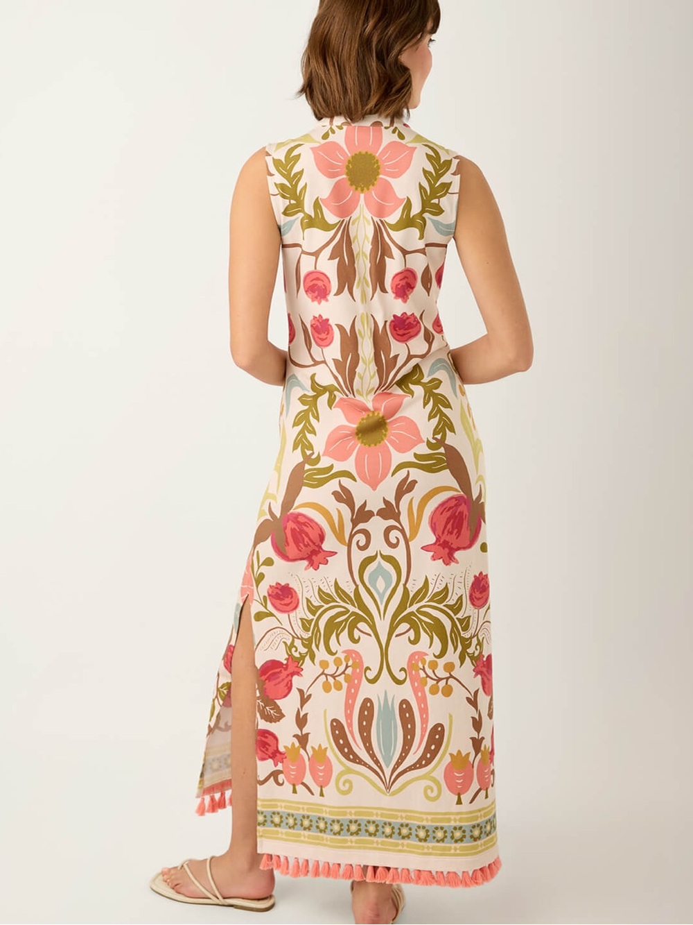Spartina 449 Kit Midi Dress Peruvian Cotton Floral Summer Boho Resort Medium - Picture 2 of 13